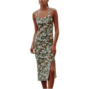 Daily Practice by Anthropologie Green Floral Midi Dress - NWT
